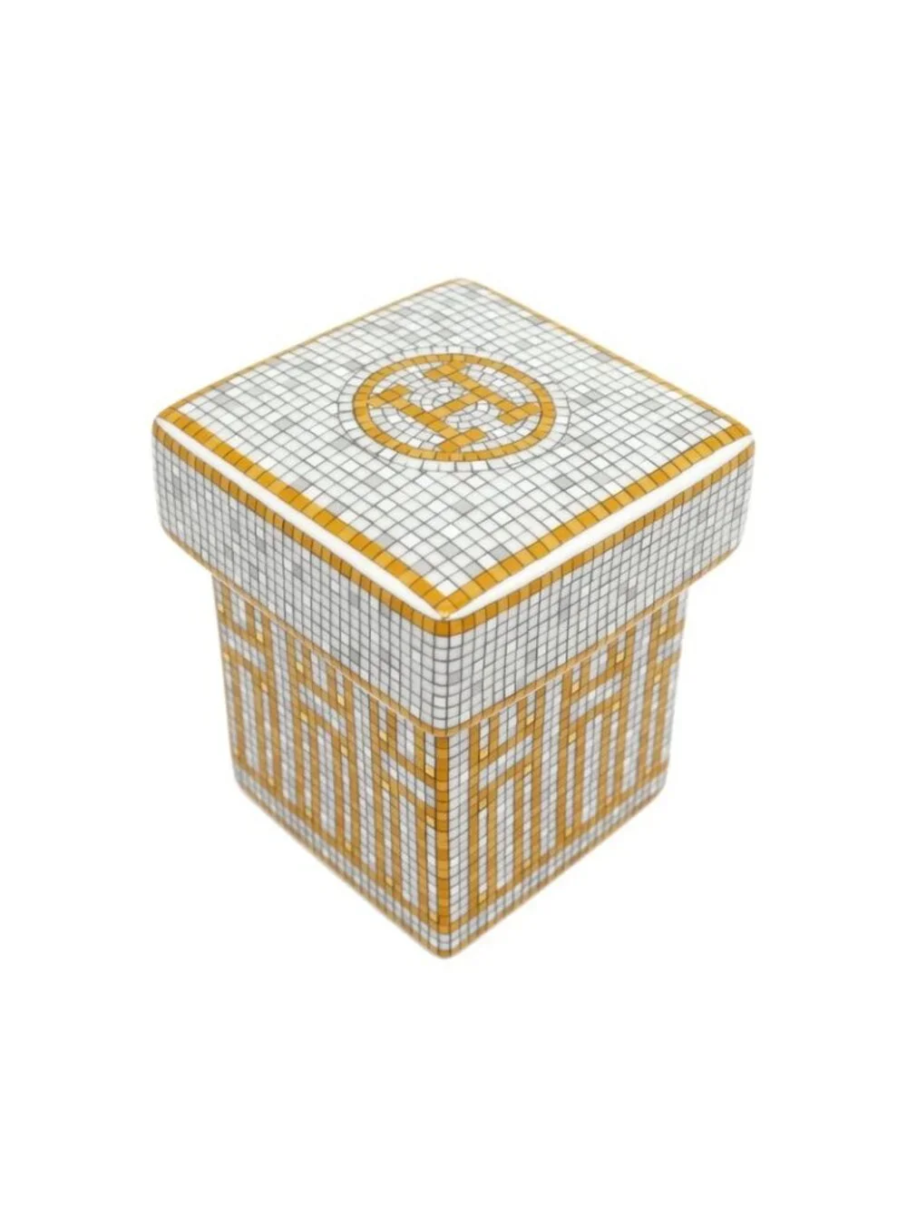 Hermes Small Box Mosaic 24 Gold White Pottery Accessories